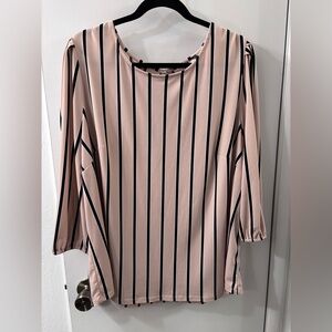 Adrianna Papell Tan and Black Striped Blouse